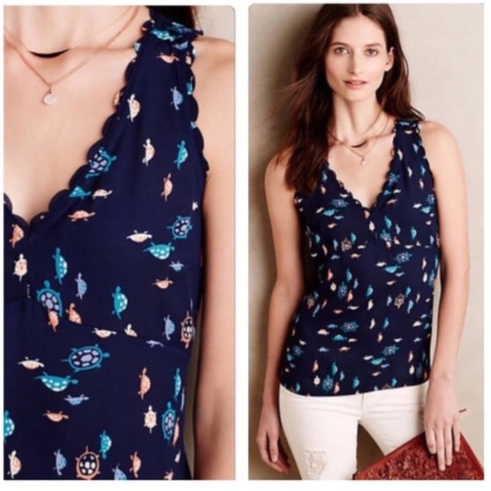 Anthro Maeve Terrapin Scalloped Turtle Top 8